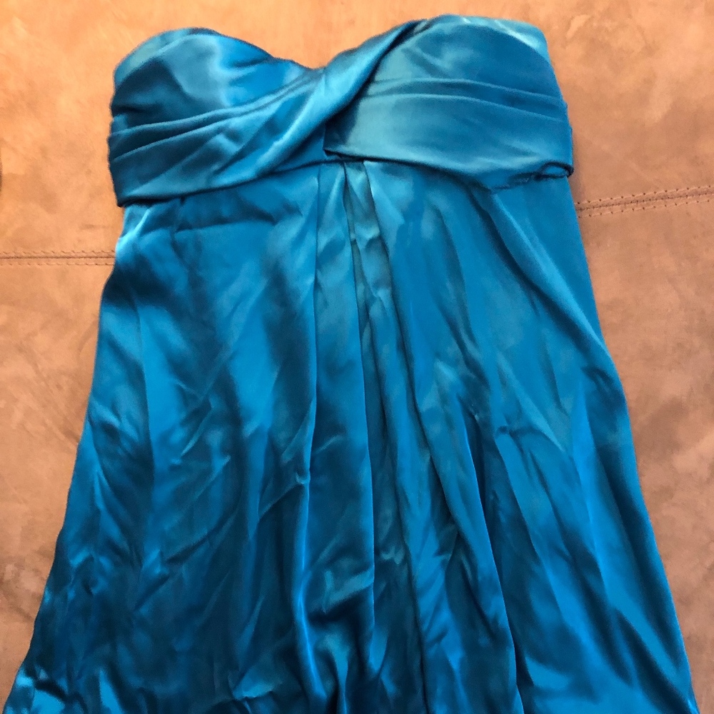 Strapless size 10 teal bubble hem cocktail dress
